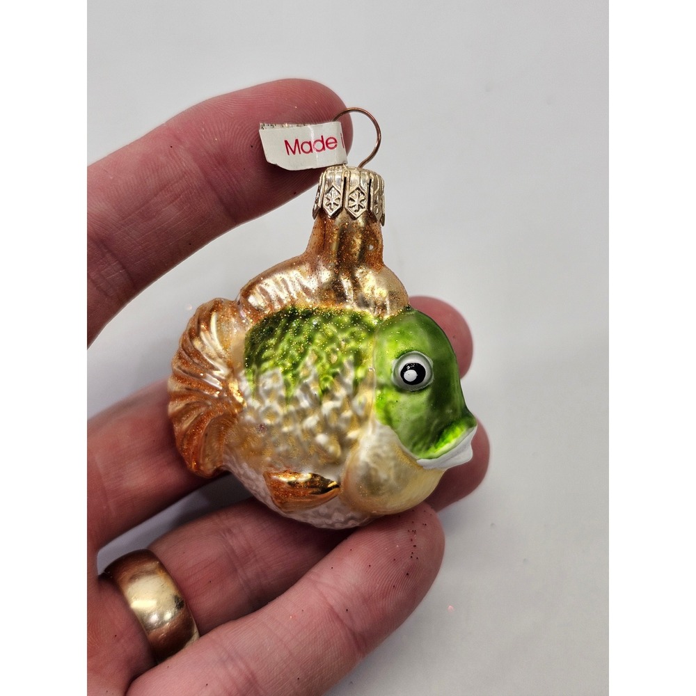 Glass Fish Ornament Christmas Tree Holiday Decoration Handmade Poland Glitter